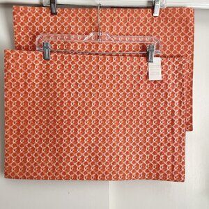 NWOT Williams Sonoma Kitchen Dining Place Mat SET of 2 Burnt Orange Cotton Print